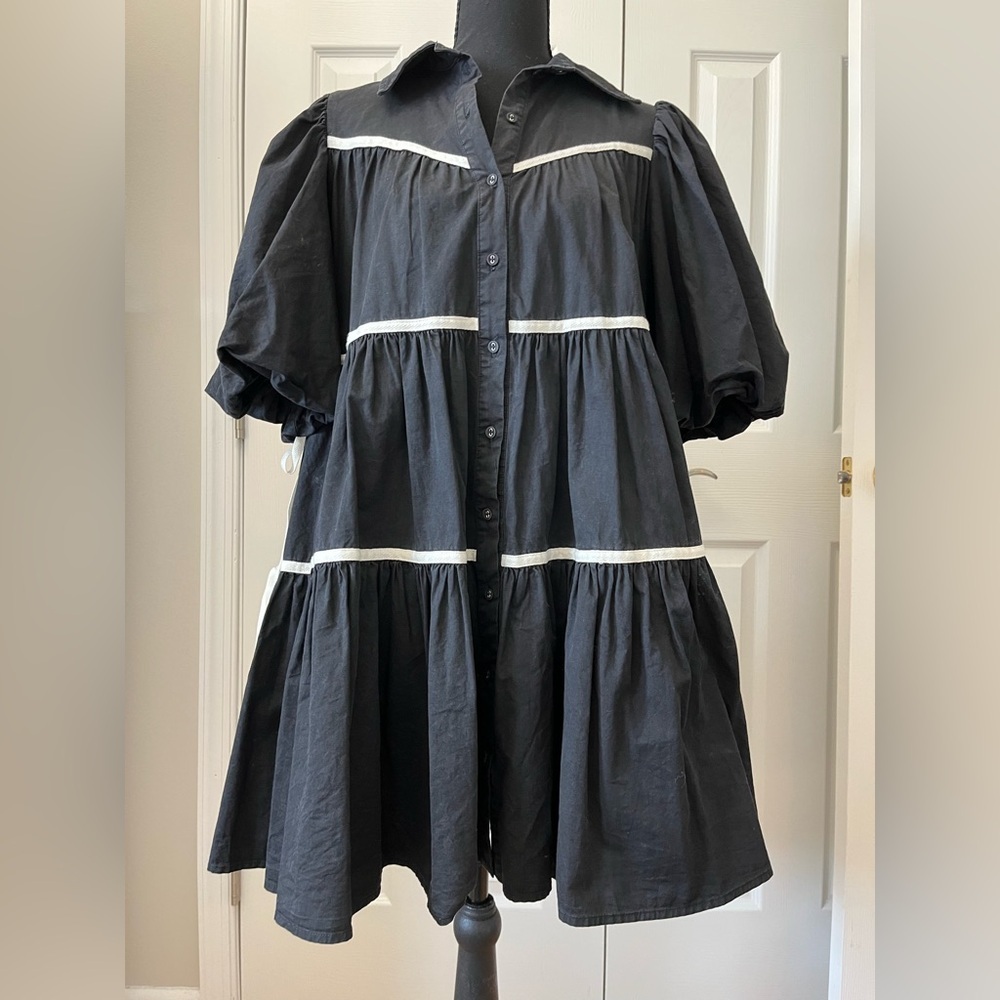 Sofie the Label Black Puff Sleeve Dress Size Medium